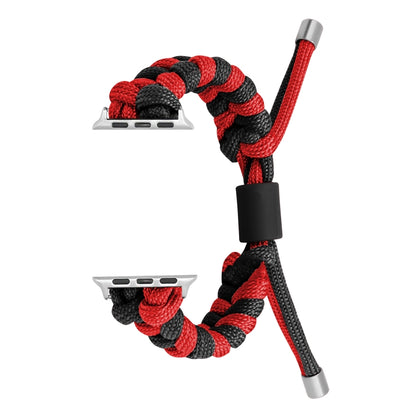 For Apple Watch Series 7 41mm Paracord Fishtail Braided Silicone Bead Watch Band(Black Red) by bashfashion
