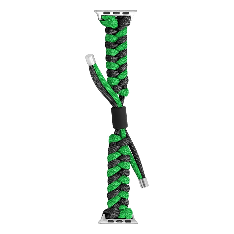 For Apple Watch SE 40mm Paracord Fishtail Braided Silicone Bead Watch Band(Black Green) by bashfashion