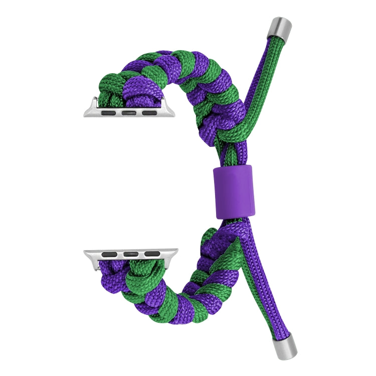 For Apple Watch Series 6 40mm Paracord Fishtail Braided Silicone Bead Watch Band(Dark Purple Green) by bashfashion