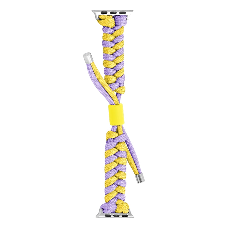 For Apple Watch Series 3 42mm Paracord Fishtail Braided Silicone Bead Watch Band(Purple Yellow) by bashfashion