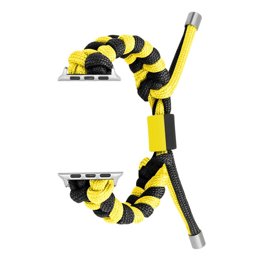 For Apple Watch 38mm Paracord Fishtail Braided Silicone Bead Watch Band(Black Yellow) by bashfashion