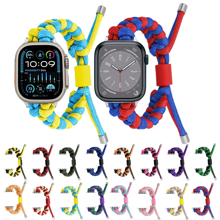 For Apple Watch Ultra 2 49mm Paracord Fishtail Braided Silicone Bead Watch Band(Pink Grey) by bashfashion