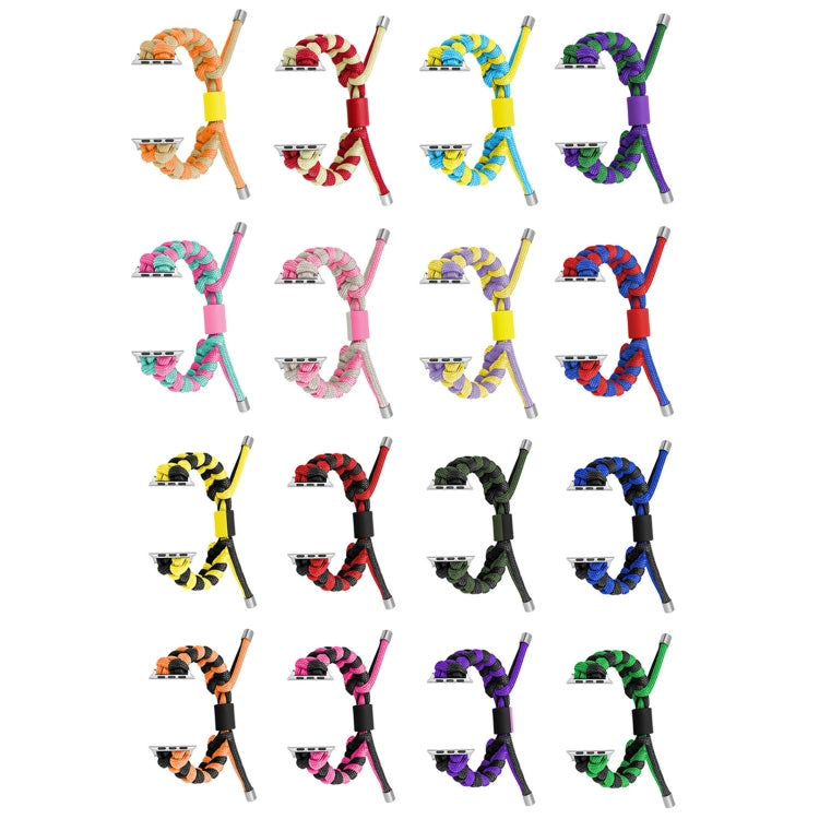 For Apple Watch Series 5 44mm Paracord Fishtail Braided Silicone Bead Watch Band(Rose Red Green) by bashfashion