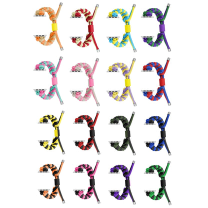 For Apple Watch Series 6 44mm Paracord Fishtail Braided Silicone Bead Watch Band(Rose Red Green) by bashfashion