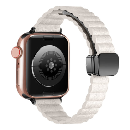 For Apple Watch Series 3 42mm Water Ripple Magnetic Folding Buckle Watch Band, Style: Thin Version(Starlight Color) by bashfashion