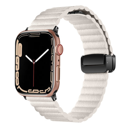 For Apple Watch Series 7 41mm Water Ripple Magnetic Folding Buckle Watch Band, Style: Bold Version(Starlight Color) by bashfashion