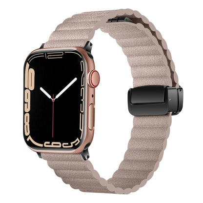 For Apple Watch Series 7 45mm Water Ripple Magnetic Folding Buckle Watch Band, Style: Bold Version(Khaki) by bashfashion