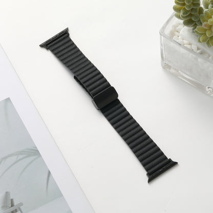 For Apple Watch Series 6 44mm Water Ripple Magnetic Folding Buckle Watch Band, Style: Bold Version(Black) by bashfashion