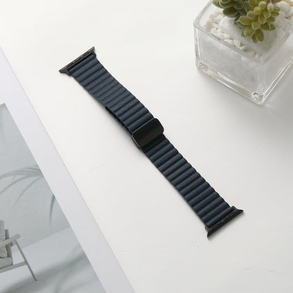 For Apple Watch Series 4 44mm Water Ripple Magnetic Folding Buckle Watch Band, Style: Bold Version(Indigo Blue) by bashfashion