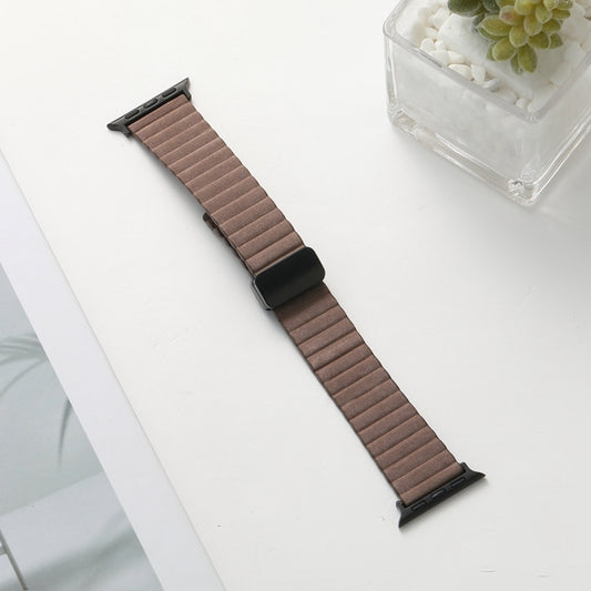 For Apple Watch Series 4 40mm Water Ripple Magnetic Folding Buckle Watch Band, Style: Bold Version(Light Brown) by bashfashion