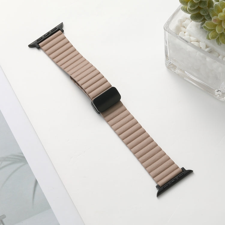 For Apple Watch Series 4 40mm Water Ripple Magnetic Folding Buckle Watch Band, Style: Bold Version(Khaki) by bashfashion