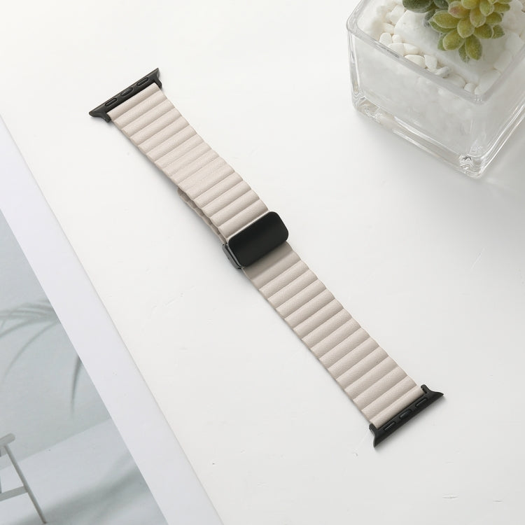 For Apple Watch Series 4 40mm Water Ripple Magnetic Folding Buckle Watch Band, Style: Bold Version(Starlight Color) by bashfashion