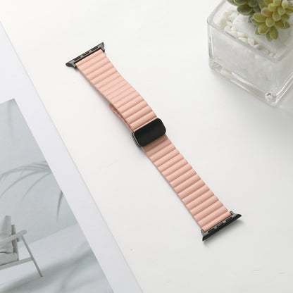 For Apple Watch Series 2 42mm Water Ripple Magnetic Folding Buckle Watch Band, Style: Bold Version(Pink) by bashfashion