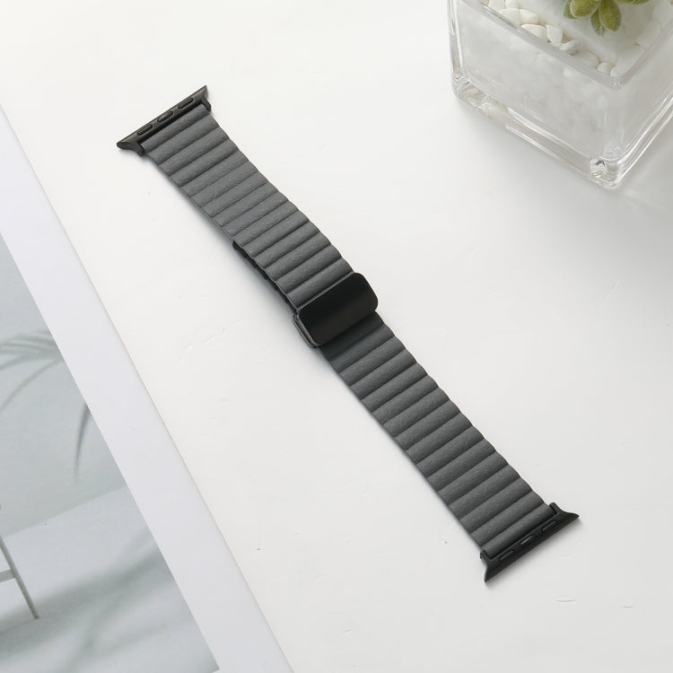 For Apple Watch 38mm Water Ripple Magnetic Folding Buckle Watch Band, Style: Bold Version(Grey) by bashfashion