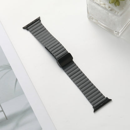 For Apple Watch 38mm Water Ripple Magnetic Folding Buckle Watch Band, Style: Bold Version(Grey) by bashfashion