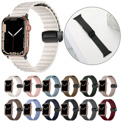 For Apple Watch Series 6 44mm Water Ripple Magnetic Folding Buckle Watch Band, Style: Bold Version(Pink) by bashfashion