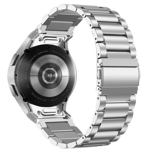 For Samsung Galaxy Watch 6 Quick Release Button Three-bead Stainless Steel Watch Band(Silver) by bashfashion