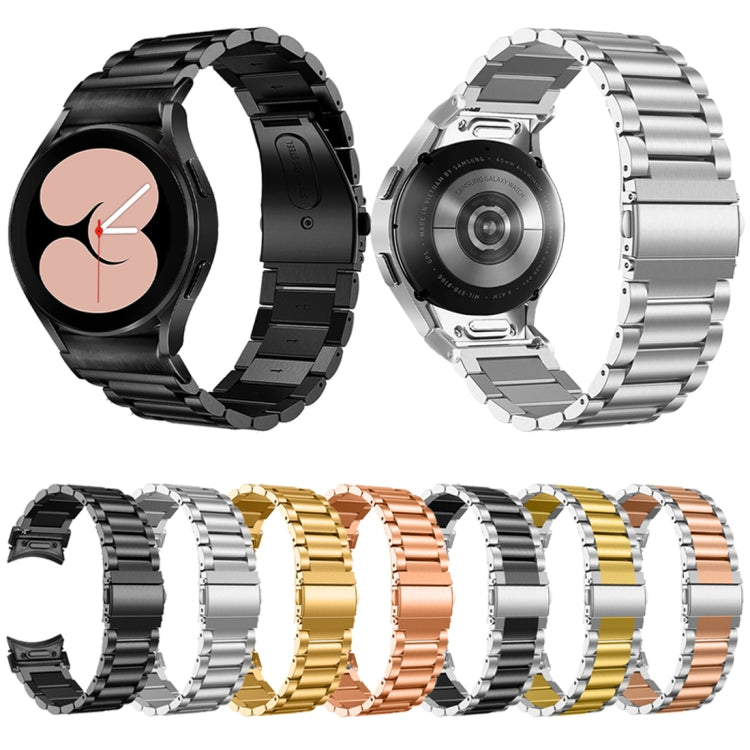 For Samsung Galaxy Watch 6 Quick Release Button Three-bead Stainless Steel Watch Band(Silver) by bashfashion