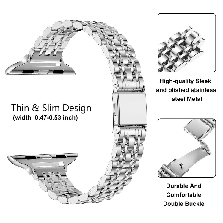 For Apple Watch Ultra 2 49mm Slim Seven Bead Slingshot Buckle Metal Watch Band(Silver) by bashfashion