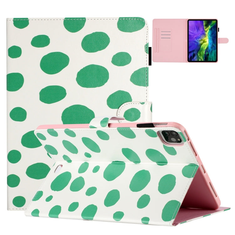 For iPad Pro 11.0 2022 / Air 10.9 2022 Dot Pattern Leather Smart Tablet Case(White Green Dot) by bashfashion
