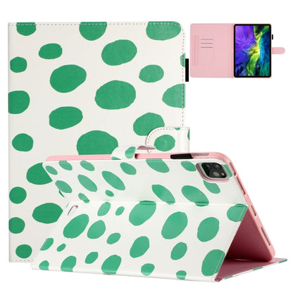 For iPad Pro 11.0 2022 / Air 10.9 2022 Dot Pattern Leather Smart Tablet Case(White Green Dot) by bashfashion