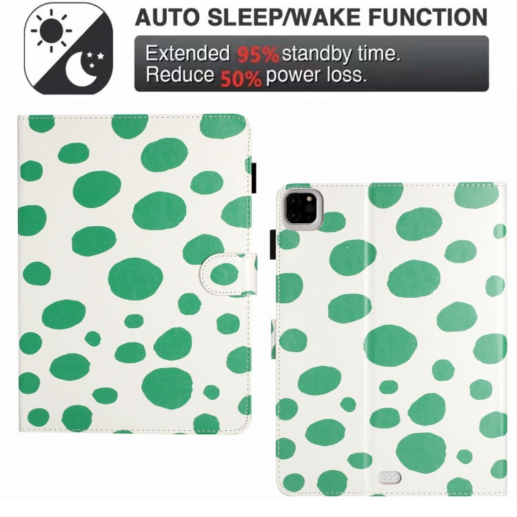 For iPad Pro 11.0 2022 / Air 10.9 2022 Dot Pattern Leather Smart Tablet Case(White Green Dot) by bashfashion