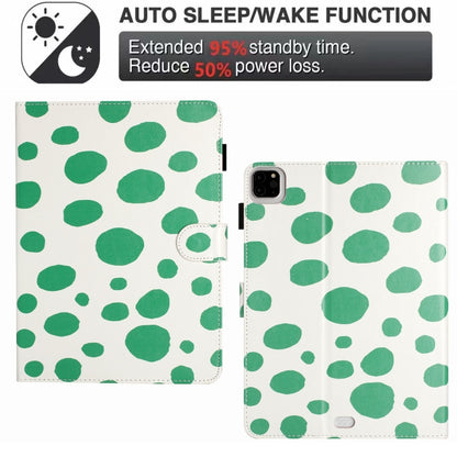 For iPad Pro 11.0 2022 / Air 10.9 2022 Dot Pattern Leather Smart Tablet Case(White Green Dot) by bashfashion
