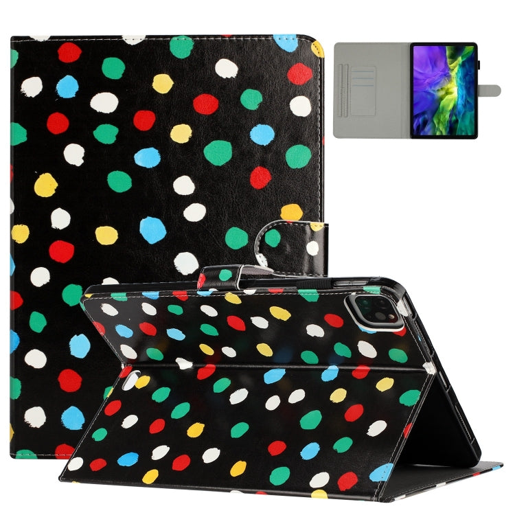 For iPad 2025 / 2022 Dot Pattern Leather Smart Tablet Case(Black Colorful) by bashfashion