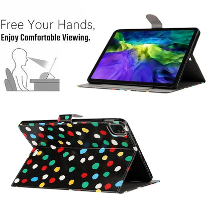 For iPad 2025 / 2022 Dot Pattern Leather Smart Tablet Case(Black Colorful) by bashfashion