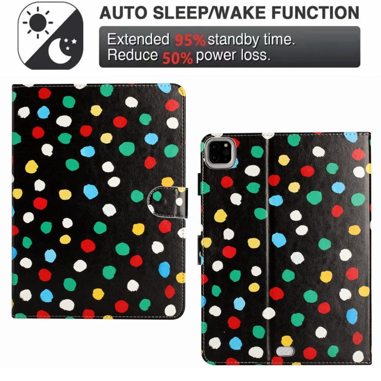 For iPad 2025 / 2022 Dot Pattern Leather Smart Tablet Case(Black Colorful) by bashfashion