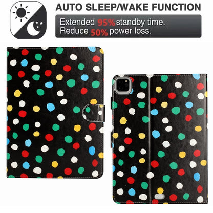 For iPad 2025 / 2022 Dot Pattern Leather Smart Tablet Case(Black Colorful) by bashfashion
