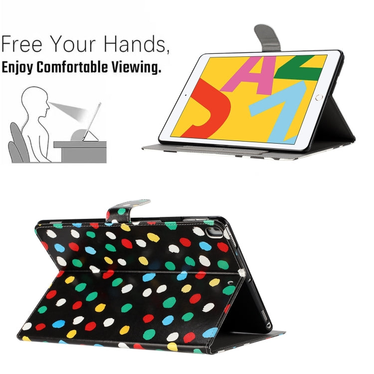 For iPad 10.2 2021 / 2020 / 10.5 2019 Dot Pattern Leather Smart Tablet Case(Black Colorful)