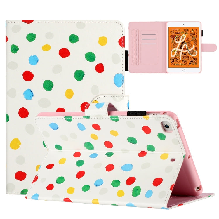 For iPad mini 5 / 4 / 3 / 2 / 1 Dot Pattern Leather Smart Tablet Case(White Colorful Dot) by bashfashion