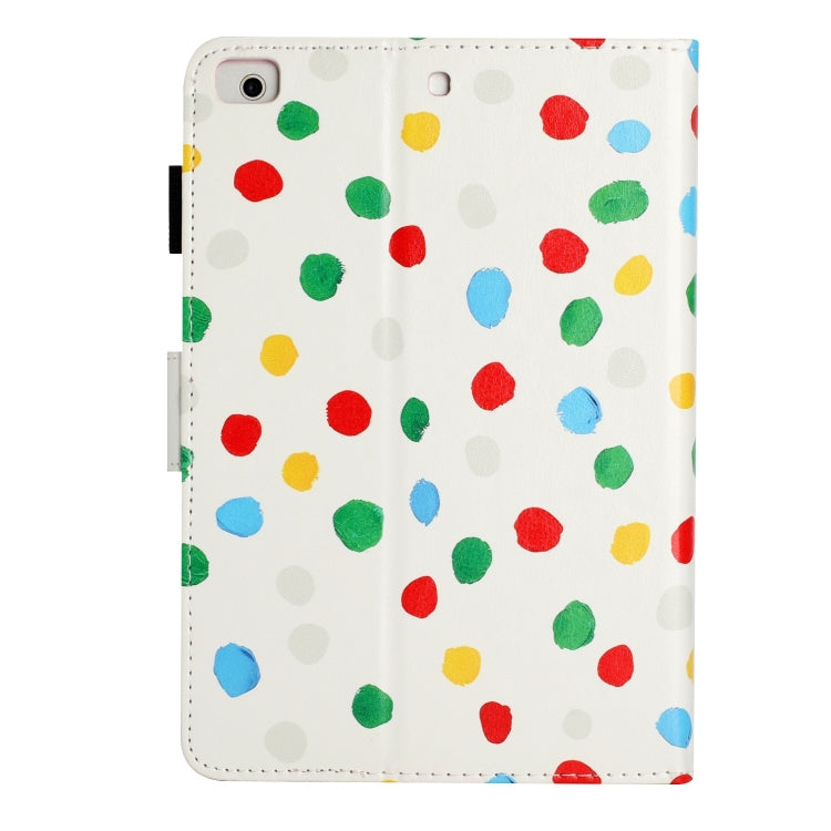For iPad mini 5 / 4 / 3 / 2 / 1 Dot Pattern Leather Smart Tablet Case(White Colorful Dot) by bashfashion