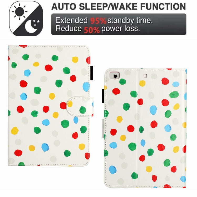 For iPad mini 5 / 4 / 3 / 2 / 1 Dot Pattern Leather Smart Tablet Case(White Colorful Dot) by bashfashion