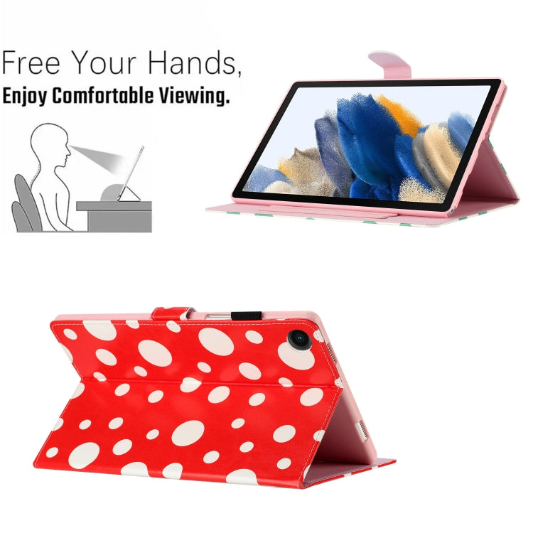 For Samsung Galaxy Tab A8 10.5 2021 X200 Dot Pattern Leather Smart Tablet Case(Red White) by bashfashion