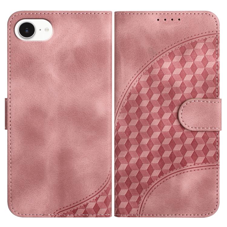 For iPhone 16e YX0060 Elephant Head Embossed Phone Leather Case with Lanyard(Pink) by bashfashion