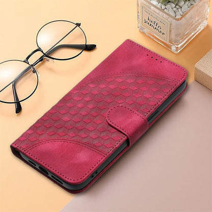 For iPhone 16e YX0060 Elephant Head Embossed Phone Leather Case with Lanyard(Rose Red) by bashfashion