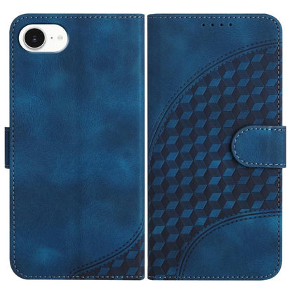 For iPhone 16e YX0060 Elephant Head Embossed Phone Leather Case with Lanyard(Royal Blue) by bashfashion