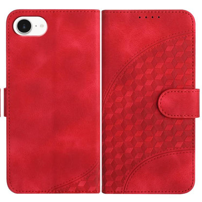 For iPhone 16e YX0060 Elephant Head Embossed Phone Leather Case with Lanyard(Red) by bashfashion