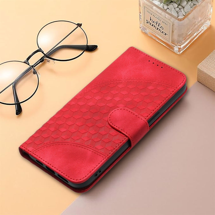 For iPhone 16e YX0060 Elephant Head Embossed Phone Leather Case with Lanyard(Red) by bashfashion