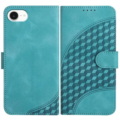 For iPhone 16e YX0060 Elephant Head Embossed Phone Leather Case with Lanyard(Light Blue) by bashfashion