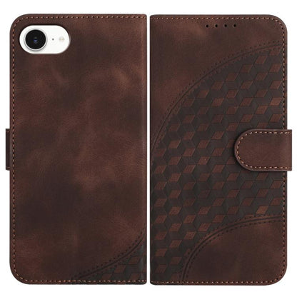 For iPhone 16e YX0060 Elephant Head Embossed Phone Leather Case with Lanyard(Coffee) by bashfashion