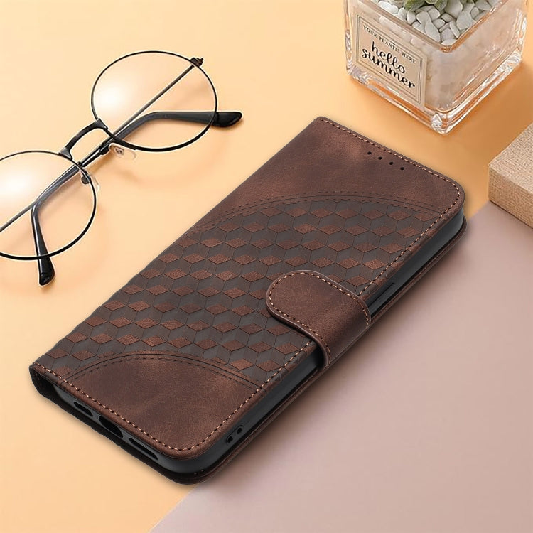 For iPhone 16e YX0060 Elephant Head Embossed Phone Leather Case with Lanyard(Coffee) by bashfashion