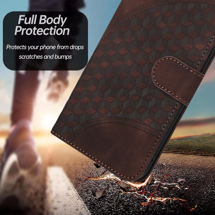 For iPhone 16e YX0060 Elephant Head Embossed Phone Leather Case with Lanyard(Coffee) by bashfashion