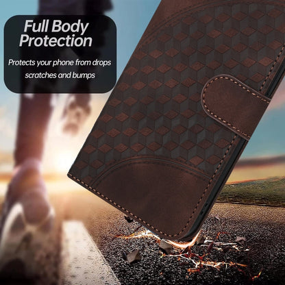 For iPhone 16e YX0060 Elephant Head Embossed Phone Leather Case with Lanyard(Coffee) by bashfashion