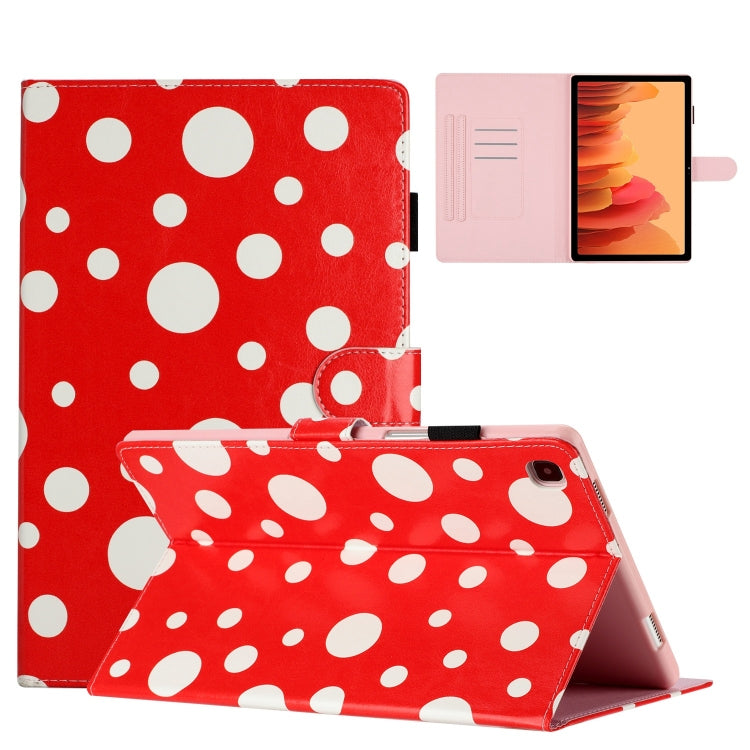 For Samsung Galaxy Tab A7 Lite T220 Dot Pattern Leather Tablet Case(Red White) by bashfashion