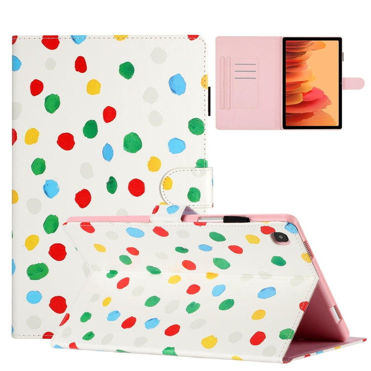 For Samsung Galaxy Tab A7 Lite T220 Dot Pattern Leather Tablet Case(White Colorful Dot) by bashfashion