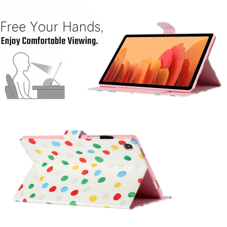For Samsung Galaxy Tab A7 Lite T220 Dot Pattern Leather Tablet Case(White Colorful Dot) by bashfashion