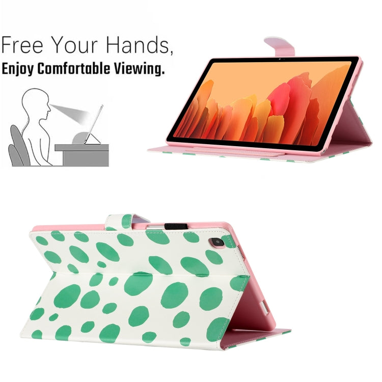 For Samsung Galaxy Tab A7 Lite T220 Dot Pattern Leather Tablet Case(White Green Dot) by bashfashion